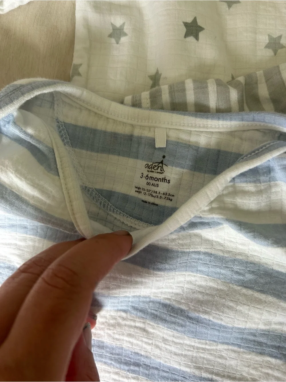 aden + anais Light Blue and White Striped Baby Onesie